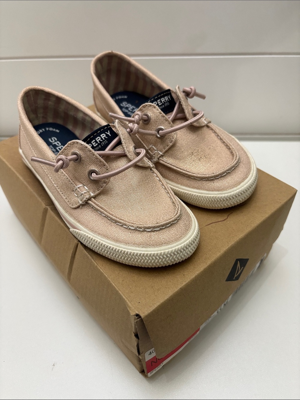 Sperry Kids Blush Pink Canvas Boat Shoes